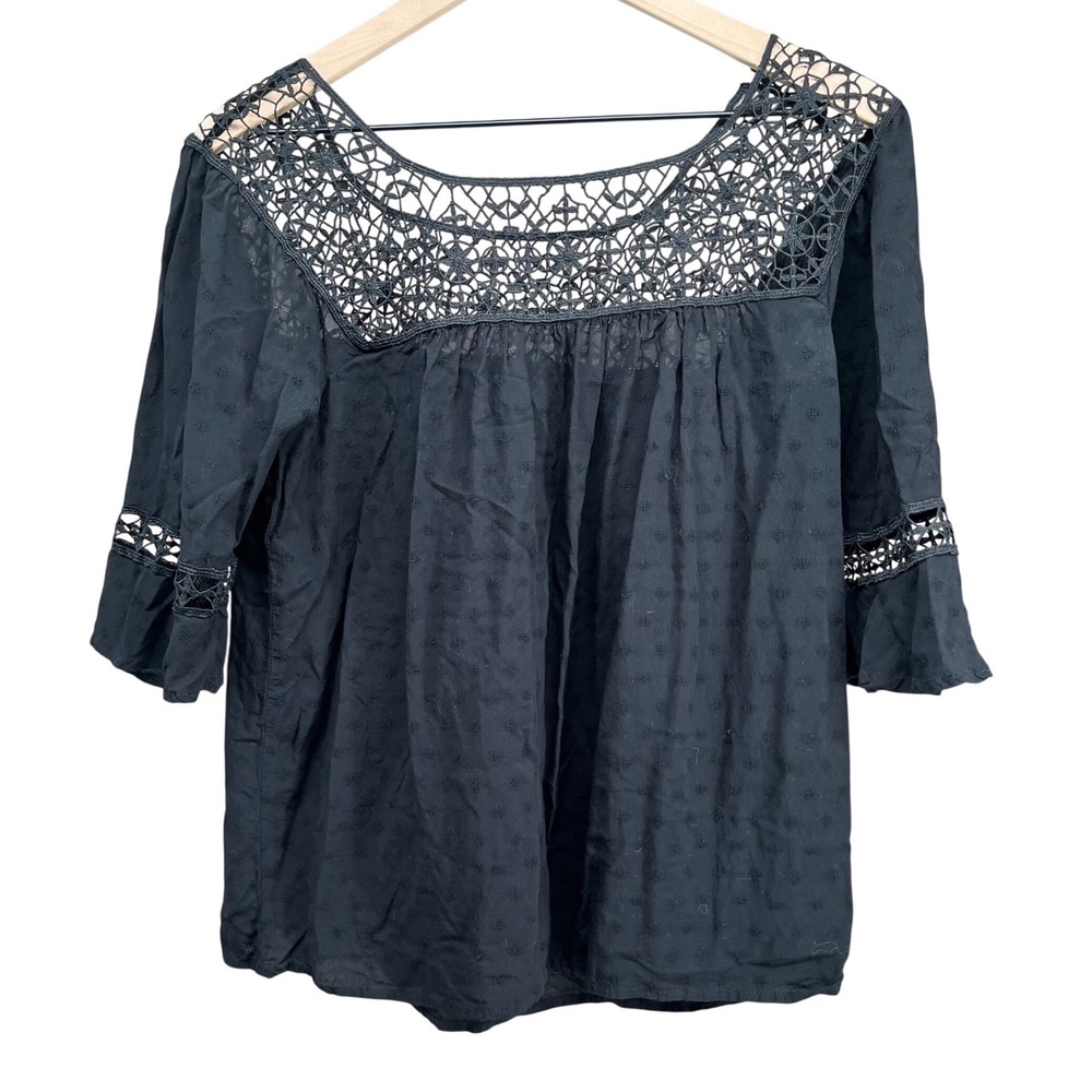 Womens Lace Fairy Grunge Whimsigoth Top Size Small Black Witchy Celestial Vamp